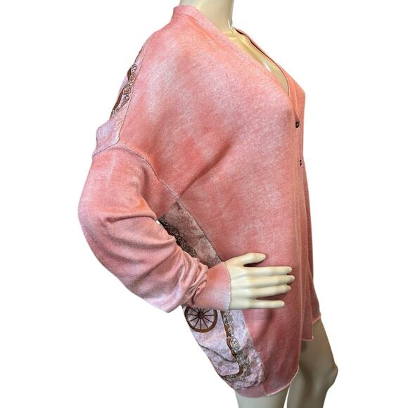 Vintage Designer Italy Silk Cashmere Cardigan Sweater Art-to-Wear Equestrian - Picture 4 of 16